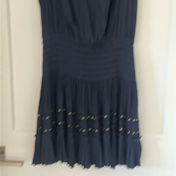 Ramy Brook Blue Embellished Ruched Sheath Dress - Picture 2 of 8